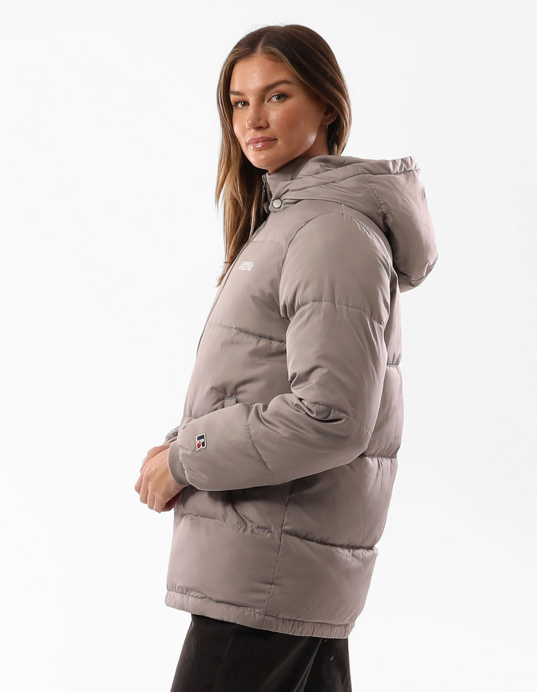 Grey Brown Russell Athletic Tribecca Women Puffer Jacket | 84BTUYLWK