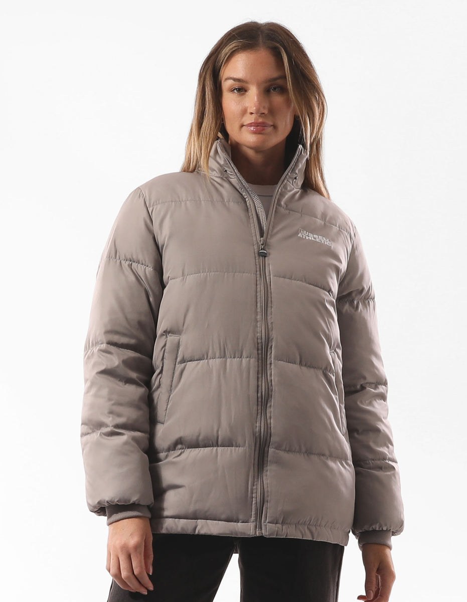 Grey Brown Russell Athletic Tribecca Women Puffer Jacket | 84BTUYLWK