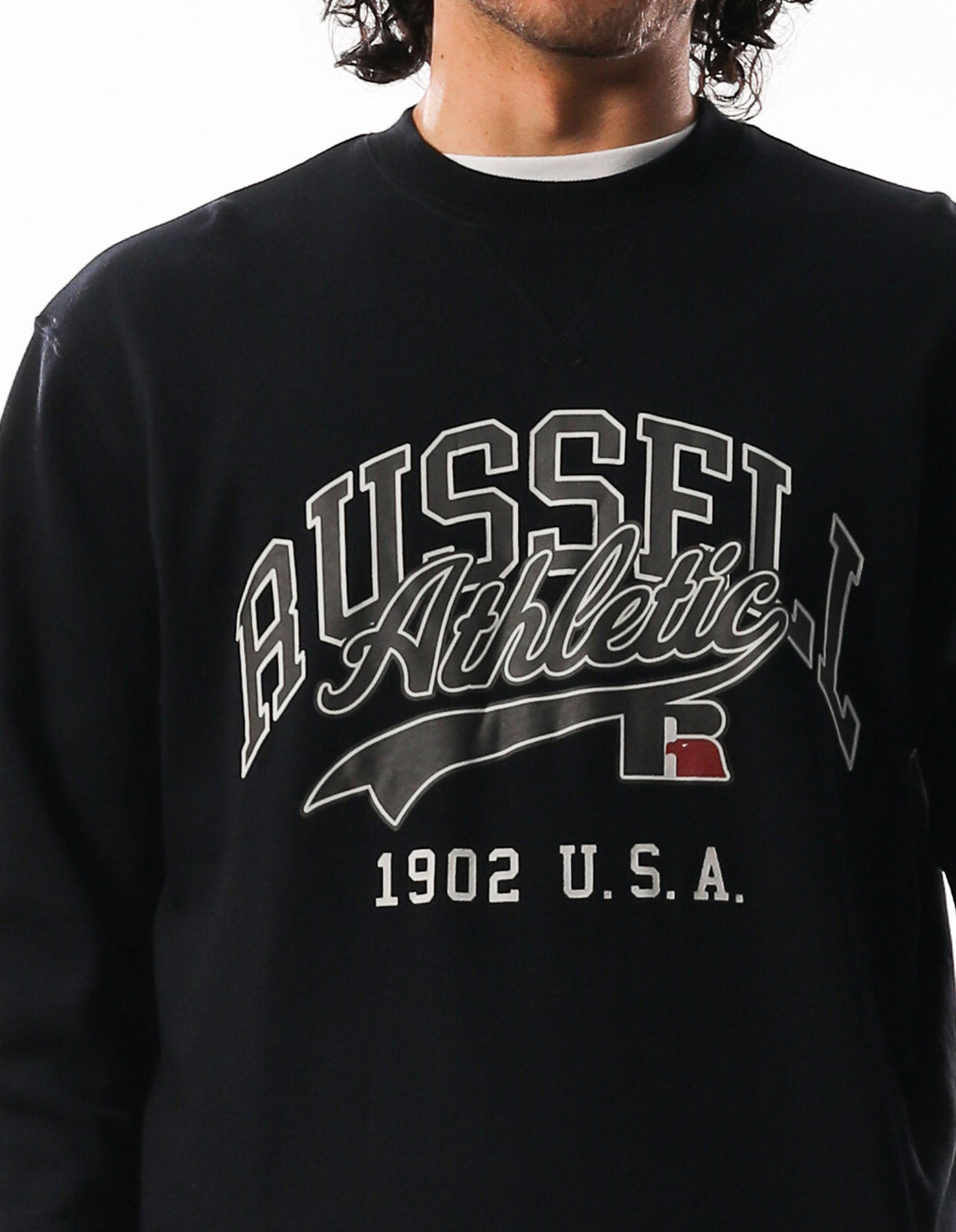 Grey Russell Athletic Arch Sport Men Crew Neck Sweaters | 01FRBPWXL