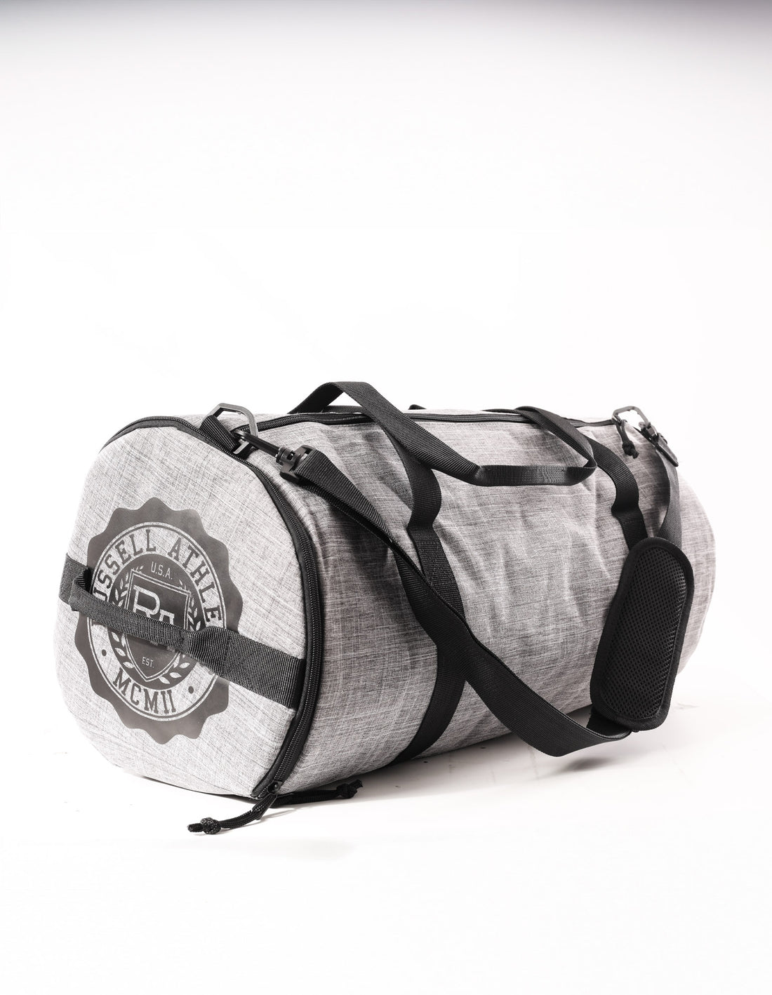 Grey Russell Athletic Arched Logo Barrel Accessories Bags & Backpacks | 96RFOXLWS