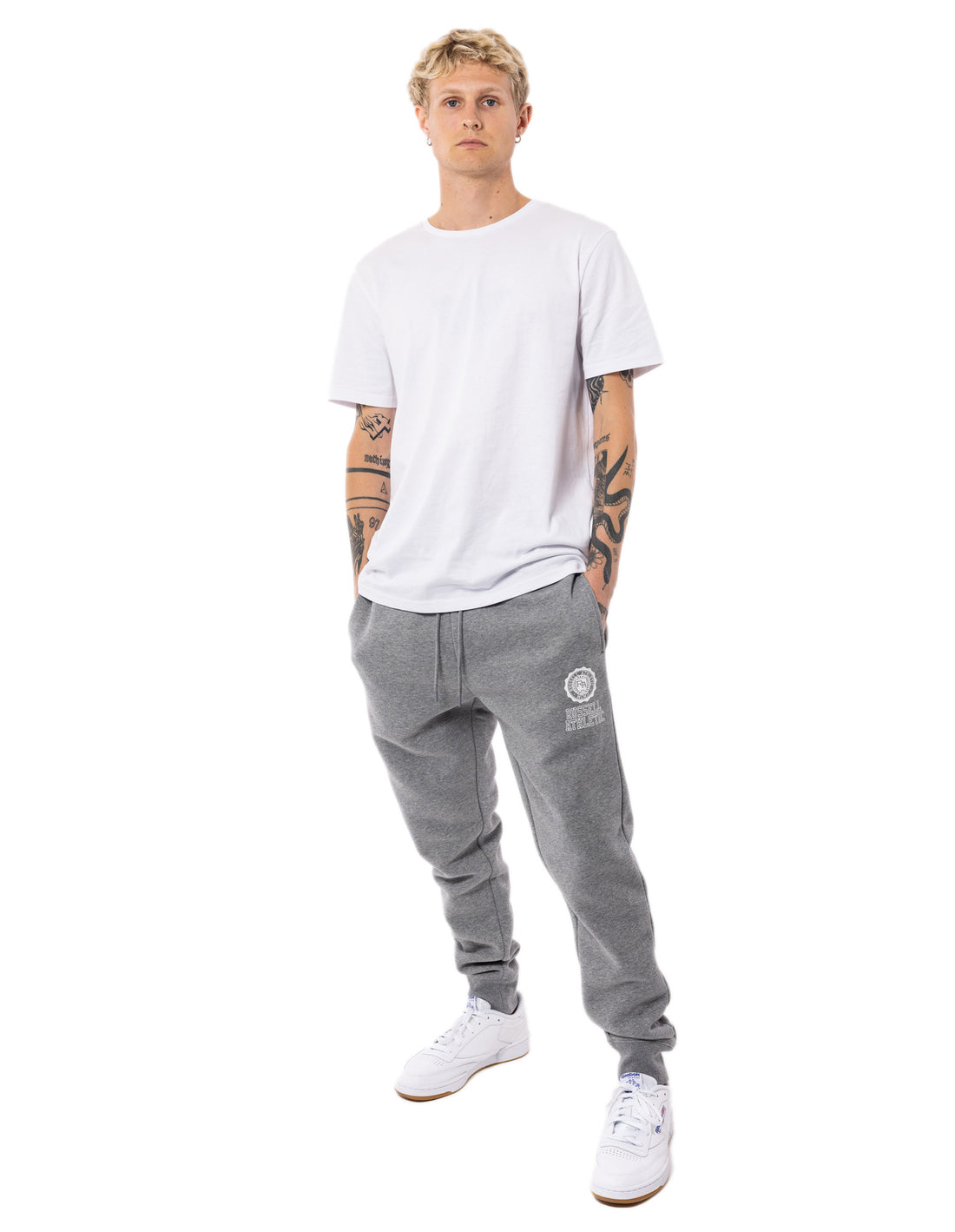 Grey Russell Athletic Collegiate Flock Men Track pants | 81UVHOBZE