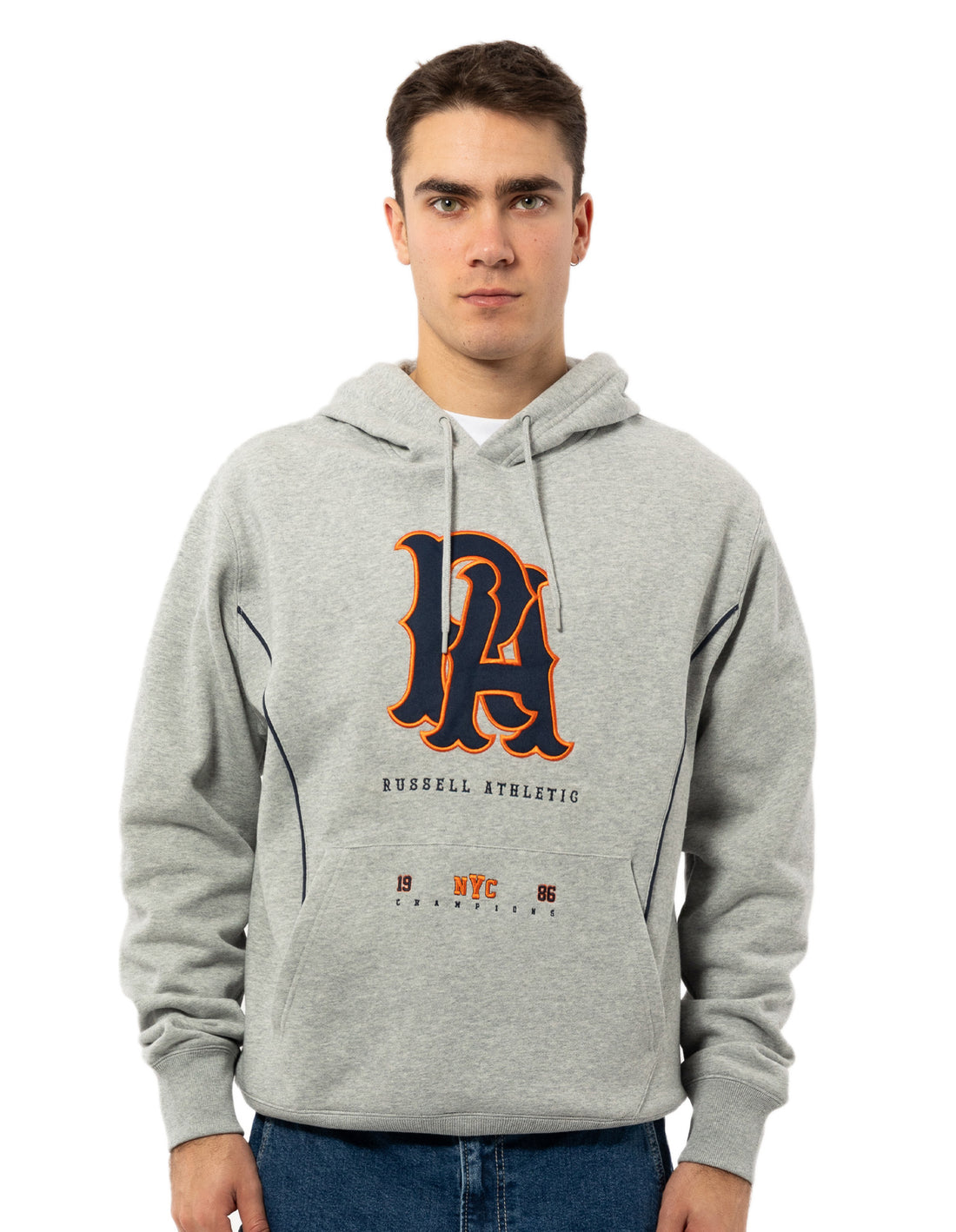 Grey Russell Athletic Midfielder Men Hoodie | 04JCLXIGQ