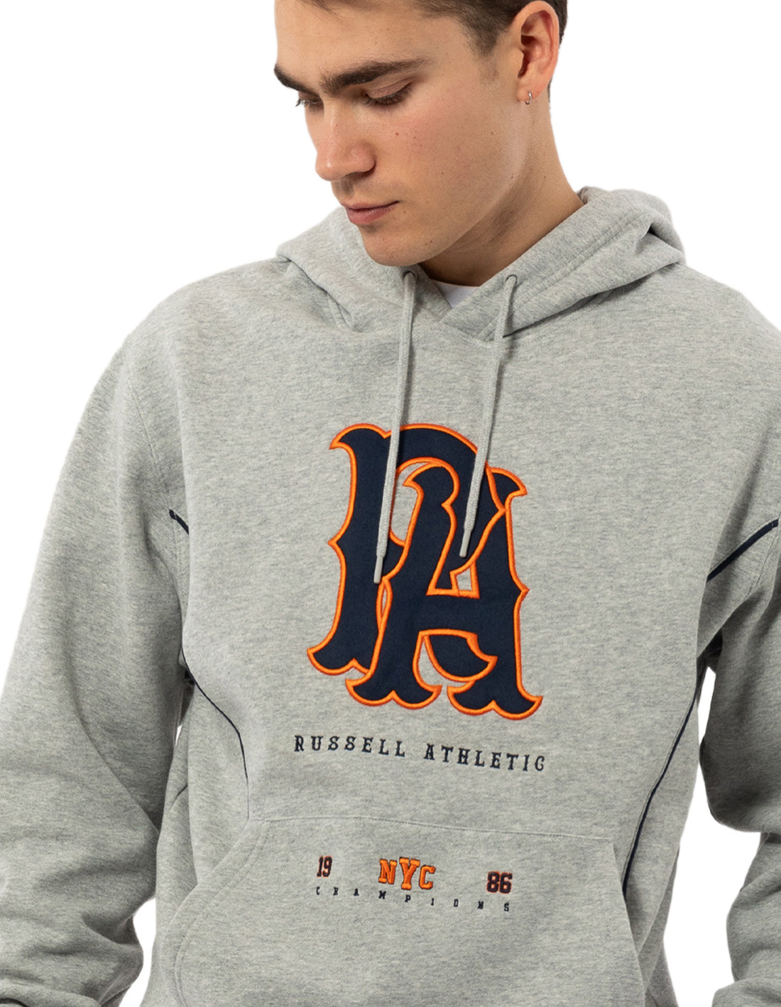 Grey Russell Athletic Midfielder Men Hoodie | 04JCLXIGQ