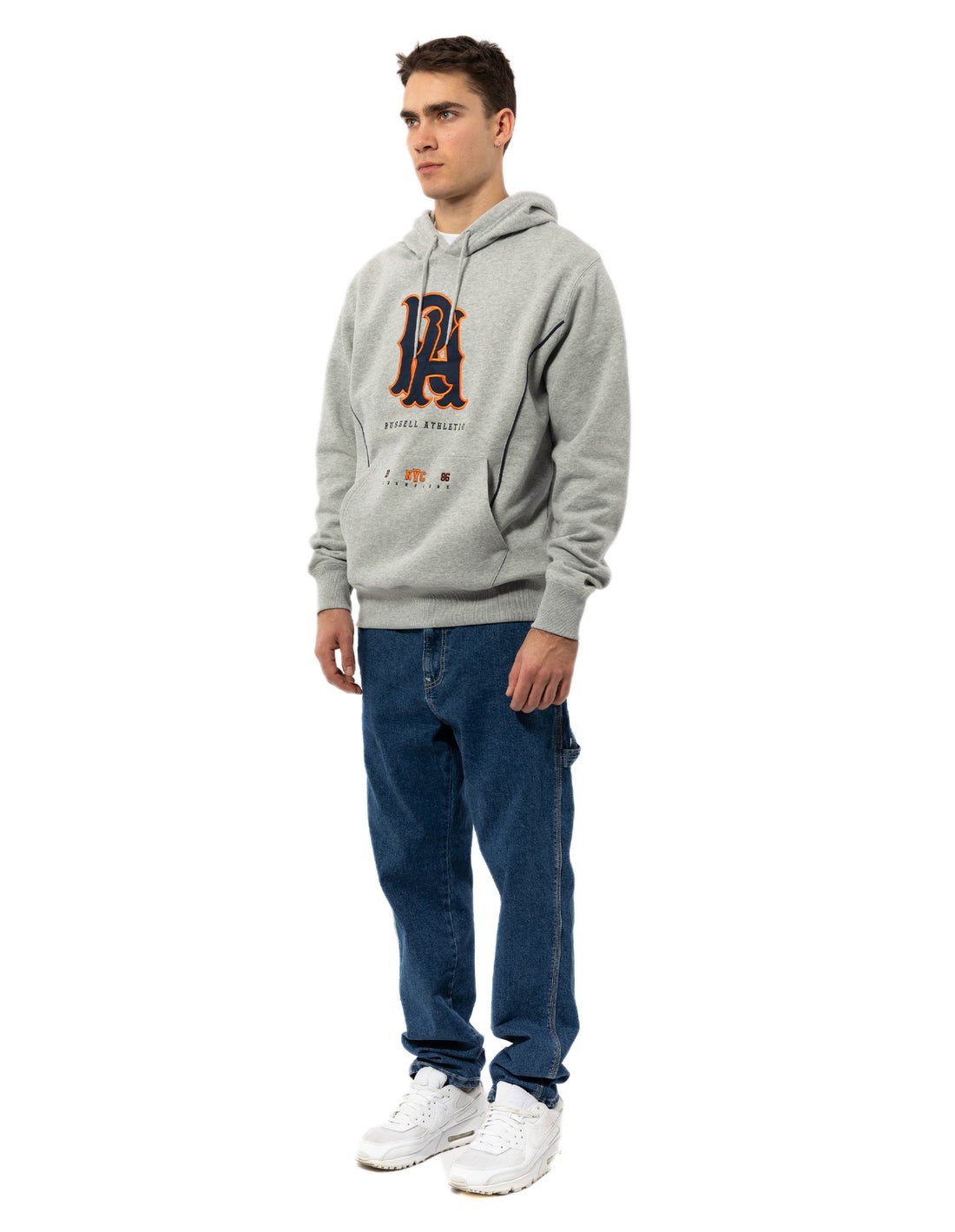 Grey Russell Athletic Midfielder Men Hoodie | 04JCLXIGQ