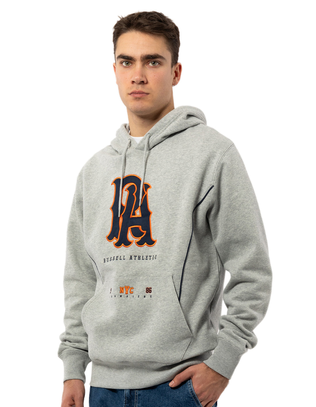 Grey Russell Athletic Midfielder Men Hoodie | 04JCLXIGQ