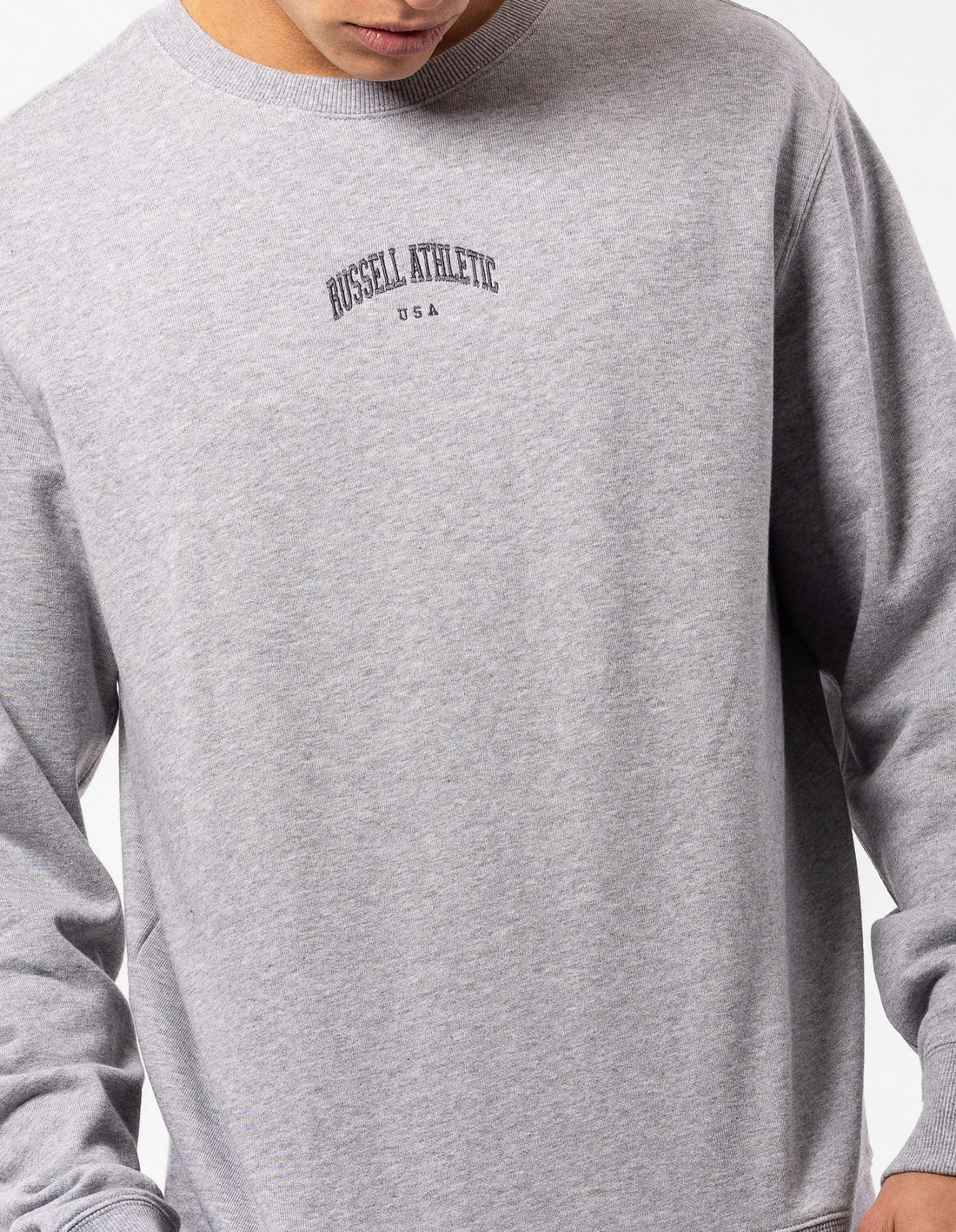 Grey Russell Athletic Originals Big Arch Unbrushed Men Crew Neck Sweaters | 35FMECQPL