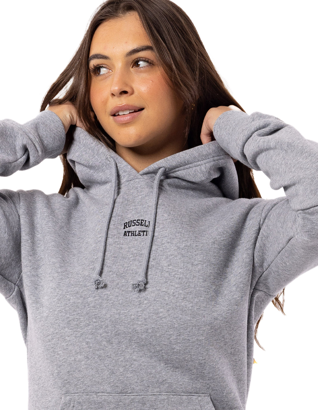 Grey Russell Athletic Originals Embriodered Women Hoodie | 53KJECNSV