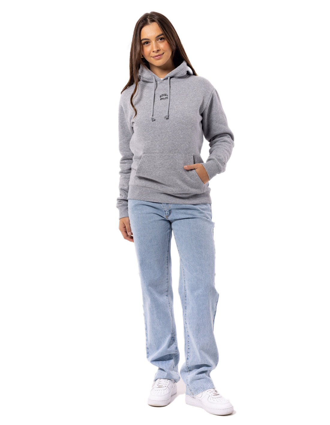 Grey Russell Athletic Originals Embriodered Women Hoodie | 53KJECNSV