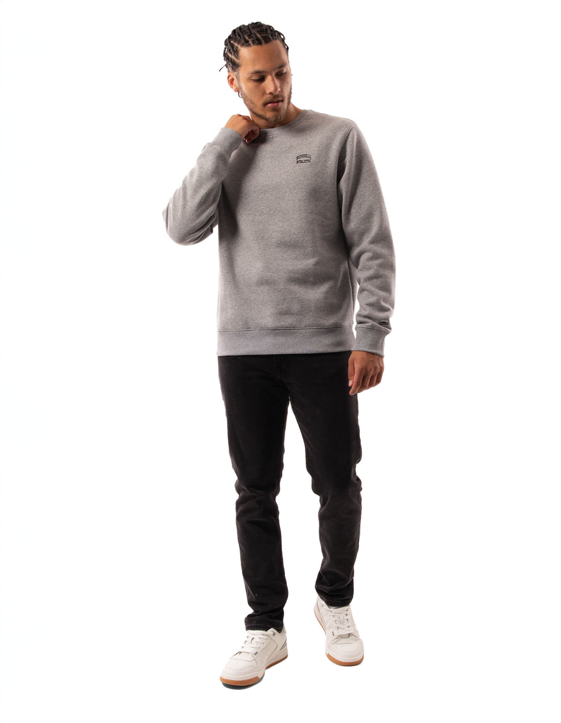 Grey Russell Athletic Originals Small Arch Men Crew Neck Sweaters | 39DNKBPLO