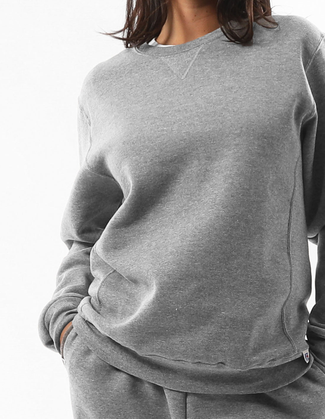 Grey Russell Athletic Unisex Dri Women Crew Neck Sweaters | 97ZIVWTEP