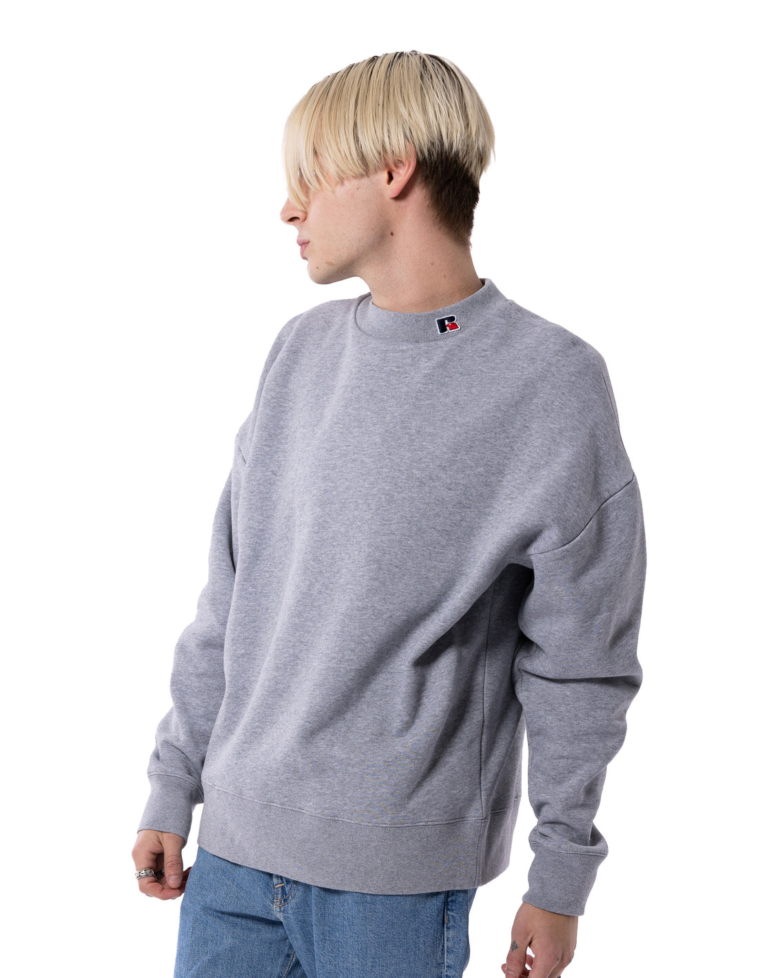 Grey Russell Athletic Unisex High Neck Men Crew Neck Sweaters | 52QCMHPDO