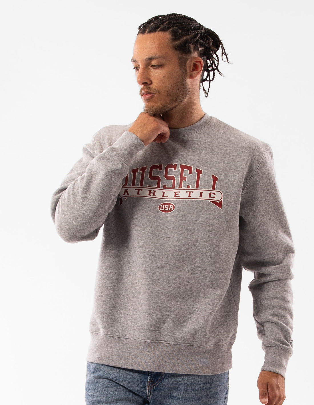 Grey Russell Athletic Vortex Men Crew Neck Sweaters | 62JYPALSN