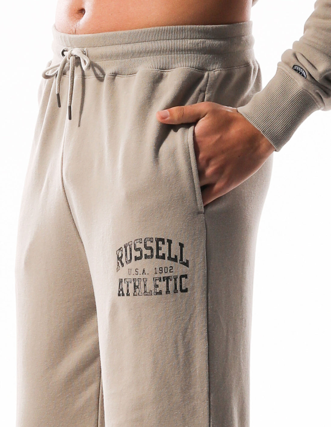 Khaki Russell Athletic Distressed Arch Men Track pants | 14RVOETUX