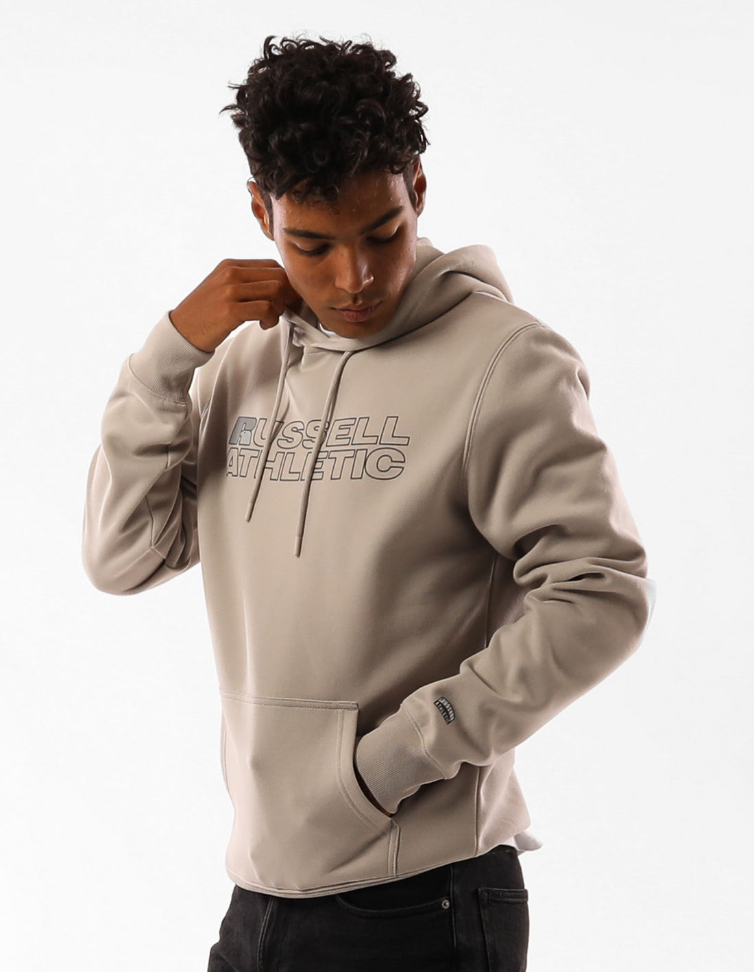 Khaki Russell Athletic Original Modern Logo Men Hoodie | 67OPKFWHJ