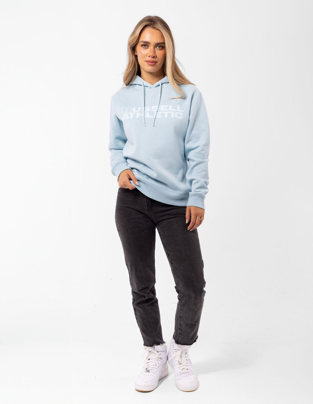 Light Blue Russell Athletic Modern Tonal Women Hoodie | 01WVZCFEO