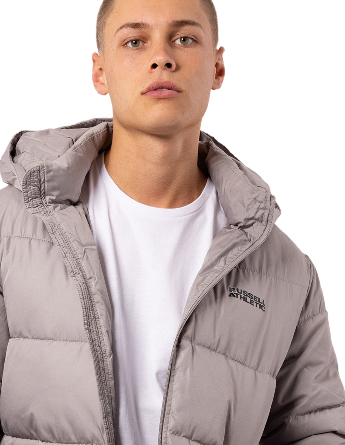 Light Grey Brown Russell Athletic Hamptonin Timber Men Puffers | 89EGWDPAZ