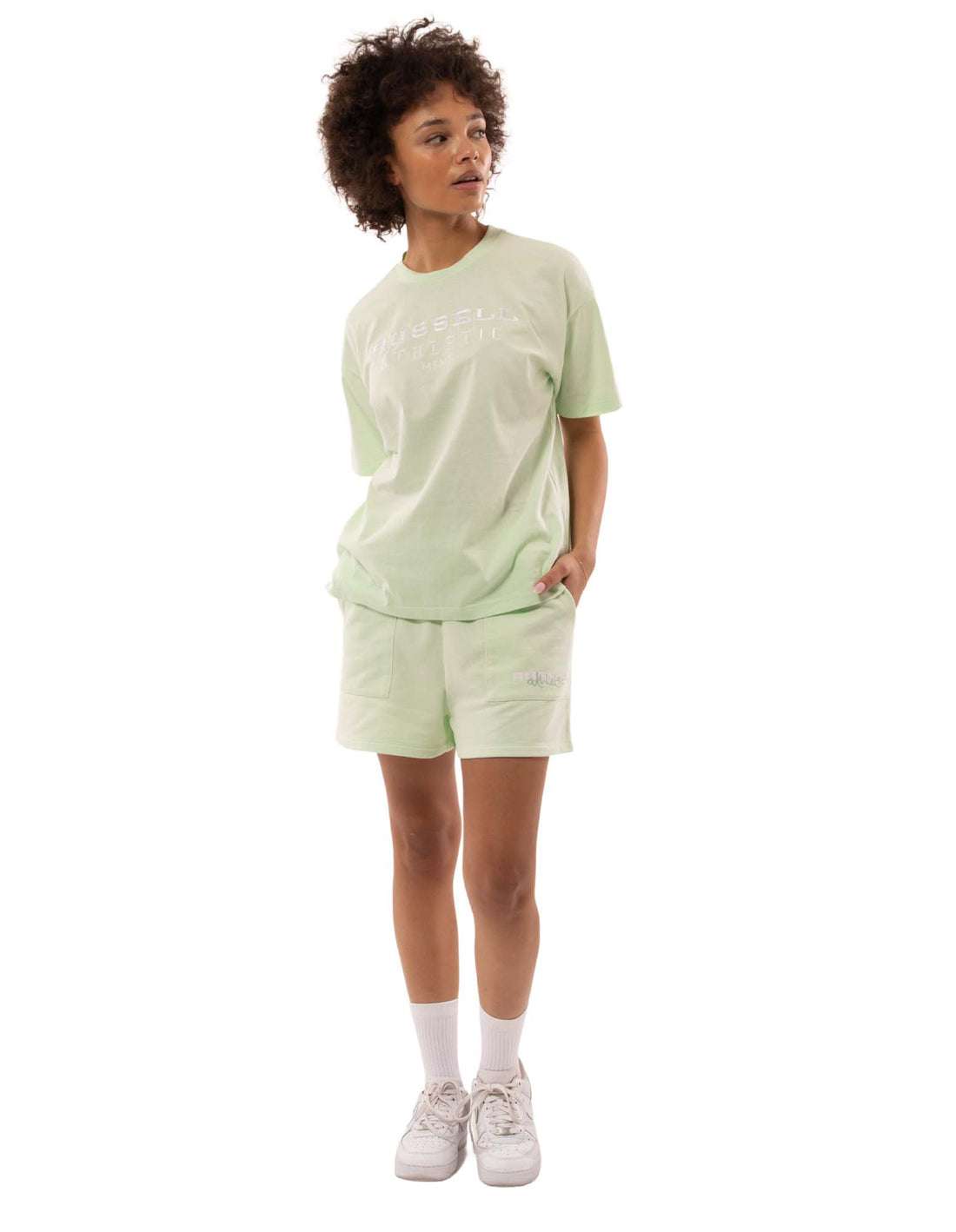 Light Grey Green Russell Athletic Elements Oversize Women T Shirts | 81MOVQGEJ