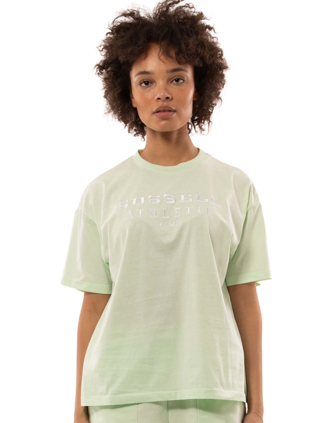 Light Grey Green Russell Athletic Elements Oversize Women T Shirts | 81MOVQGEJ