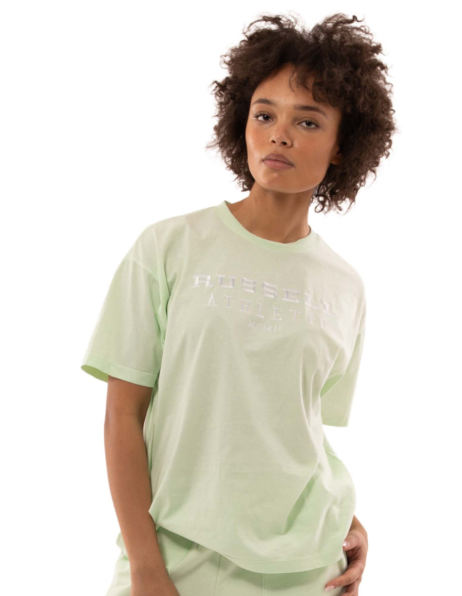 Light Grey Green Russell Athletic Elements Oversize Women T Shirts | 81MOVQGEJ