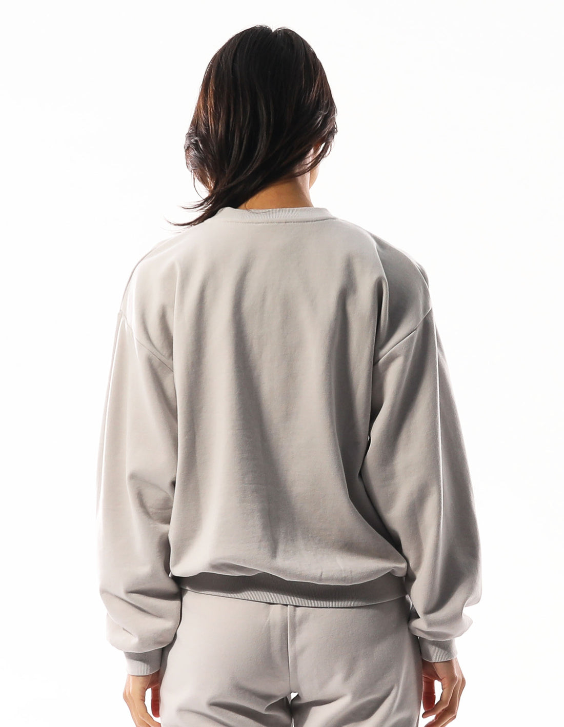 Light Grey Russell Athletic Inlay Logo Unbrushed Women Crew Neck Sweaters | 61ZQAVWMF