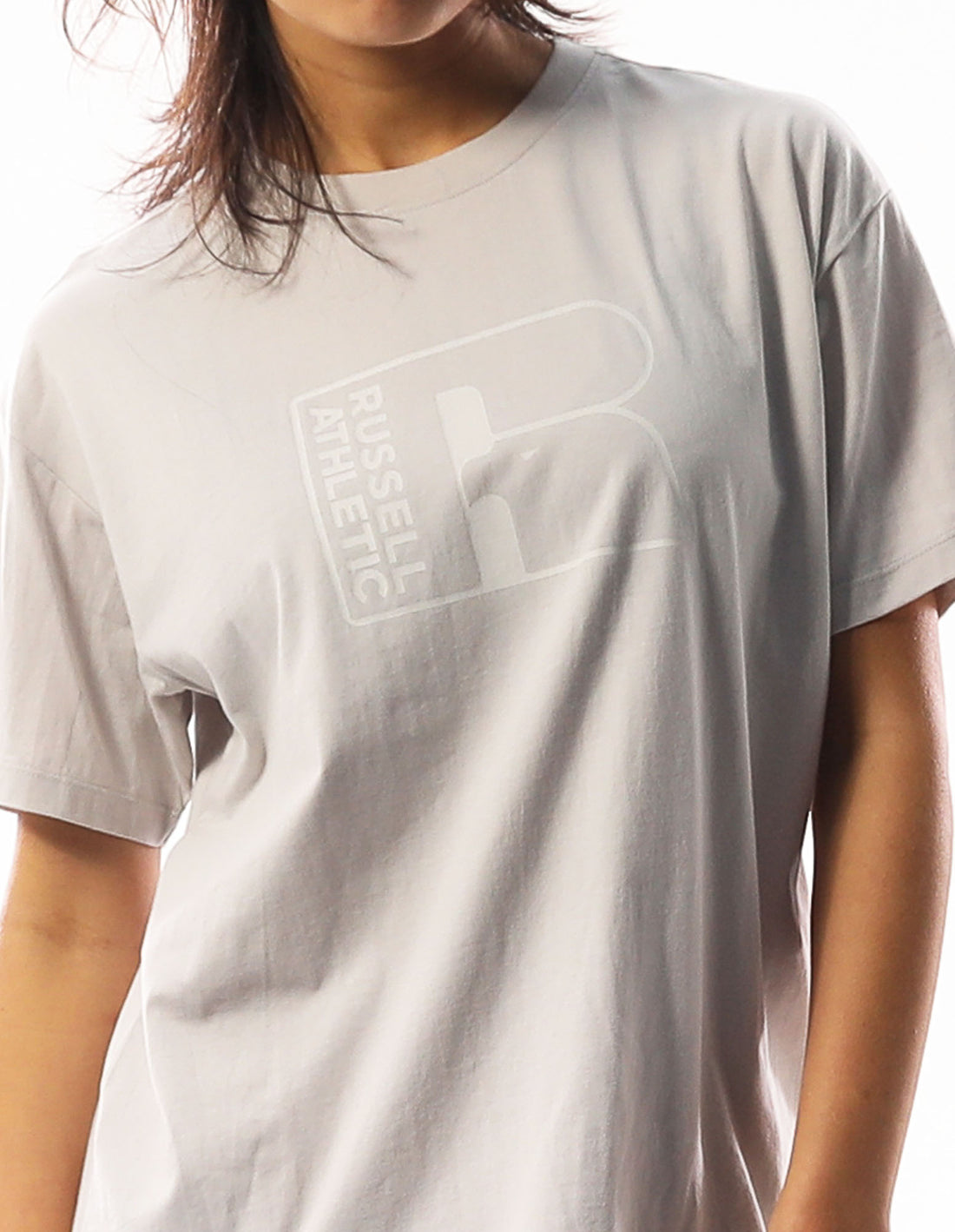 Light Grey Russell Athletic Originals Inlay Logo Women T Shirts | 40YCWSNXL