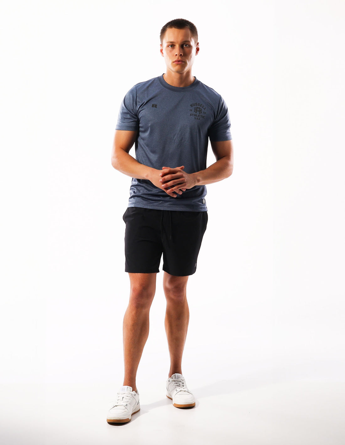 Navy Russell Athletic Active Men T Shirts | 70SXJTVWR