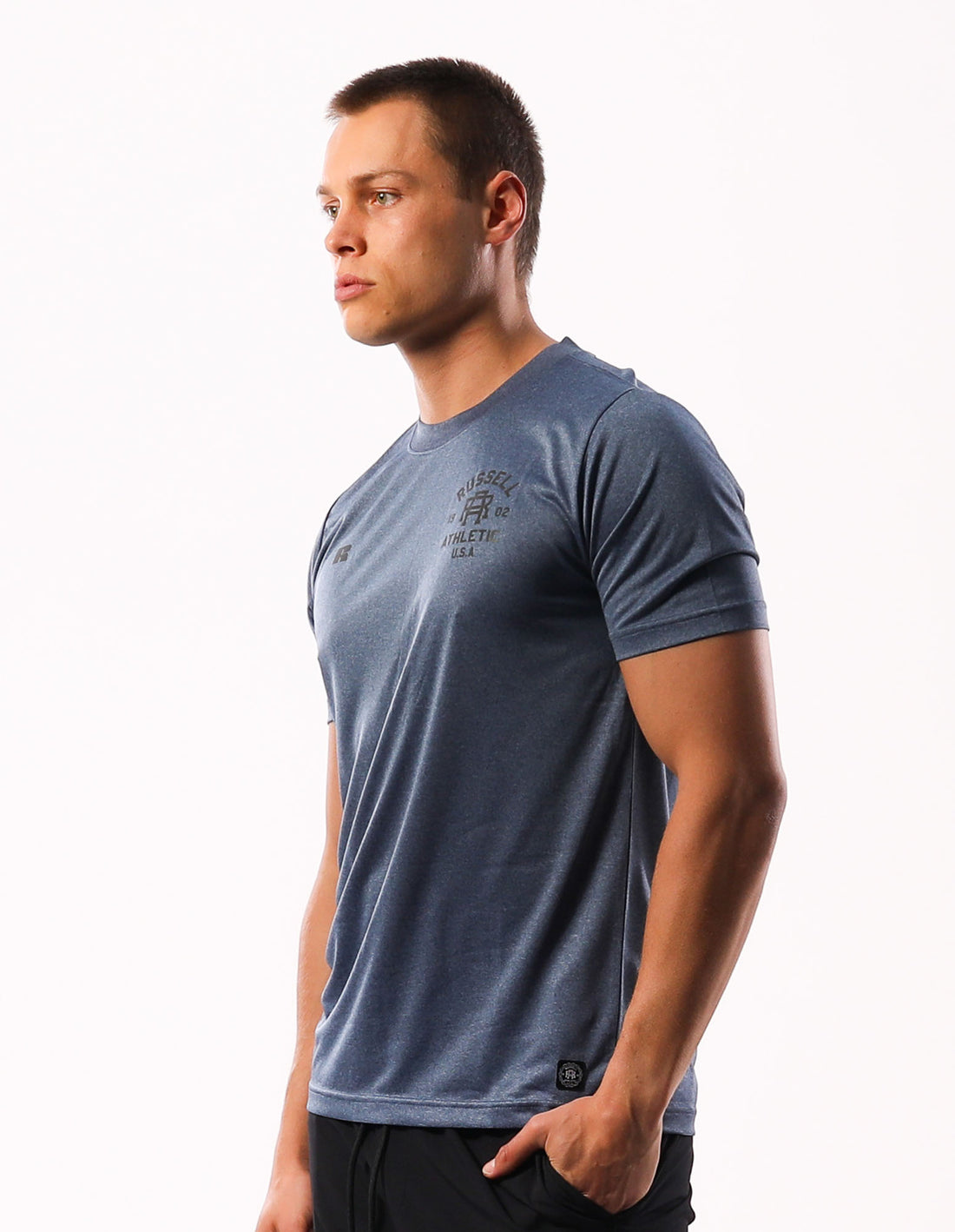 Navy Russell Athletic Active Men T Shirts | 70SXJTVWR