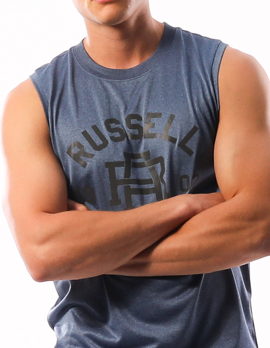 Navy Russell Athletic Active Muscle Men T Shirts | 41XWGNBUD