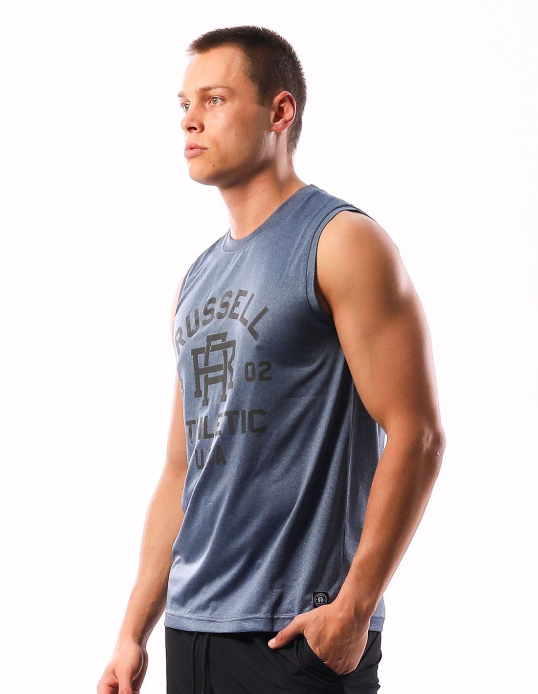 Navy Russell Athletic Active Muscle Men T Shirts | 41XWGNBUD