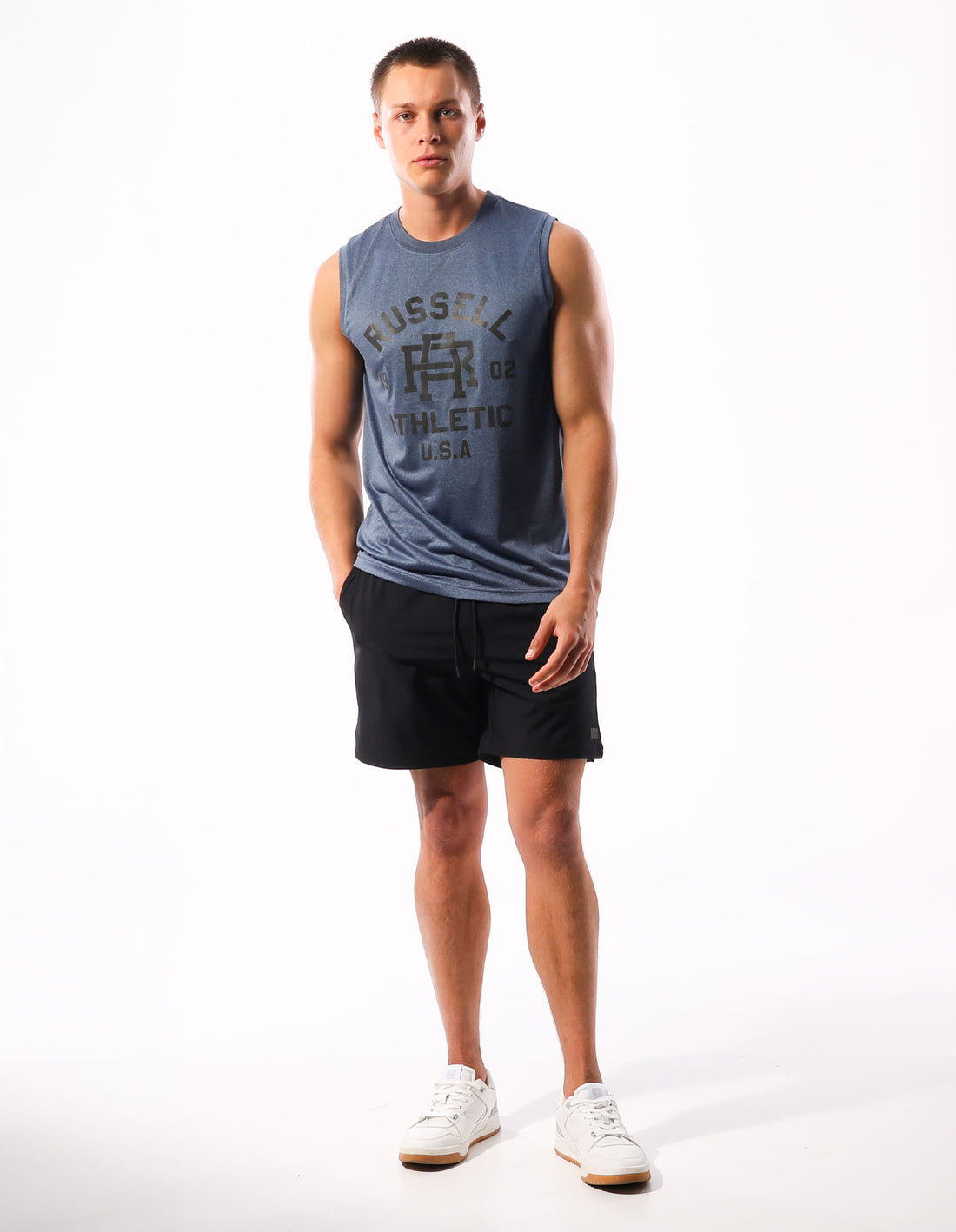 Navy Russell Athletic Active Muscle Men T Shirts | 41XWGNBUD