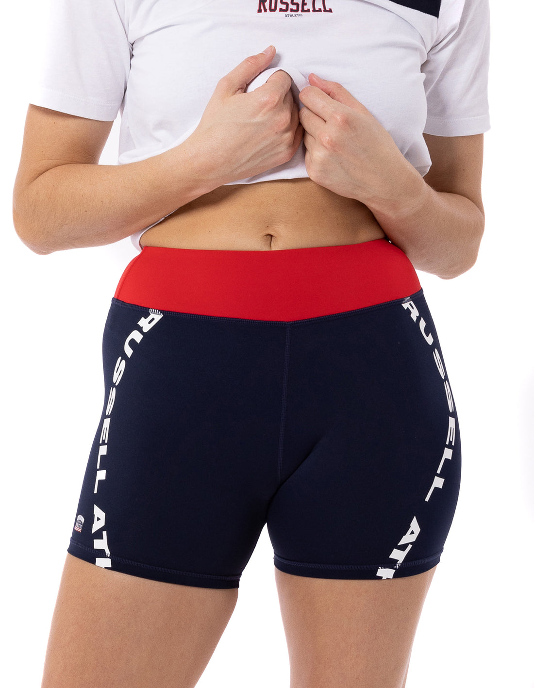 Navy Russell Athletic Americana Mini Bike Women Shorts | 68BNLHAQJ