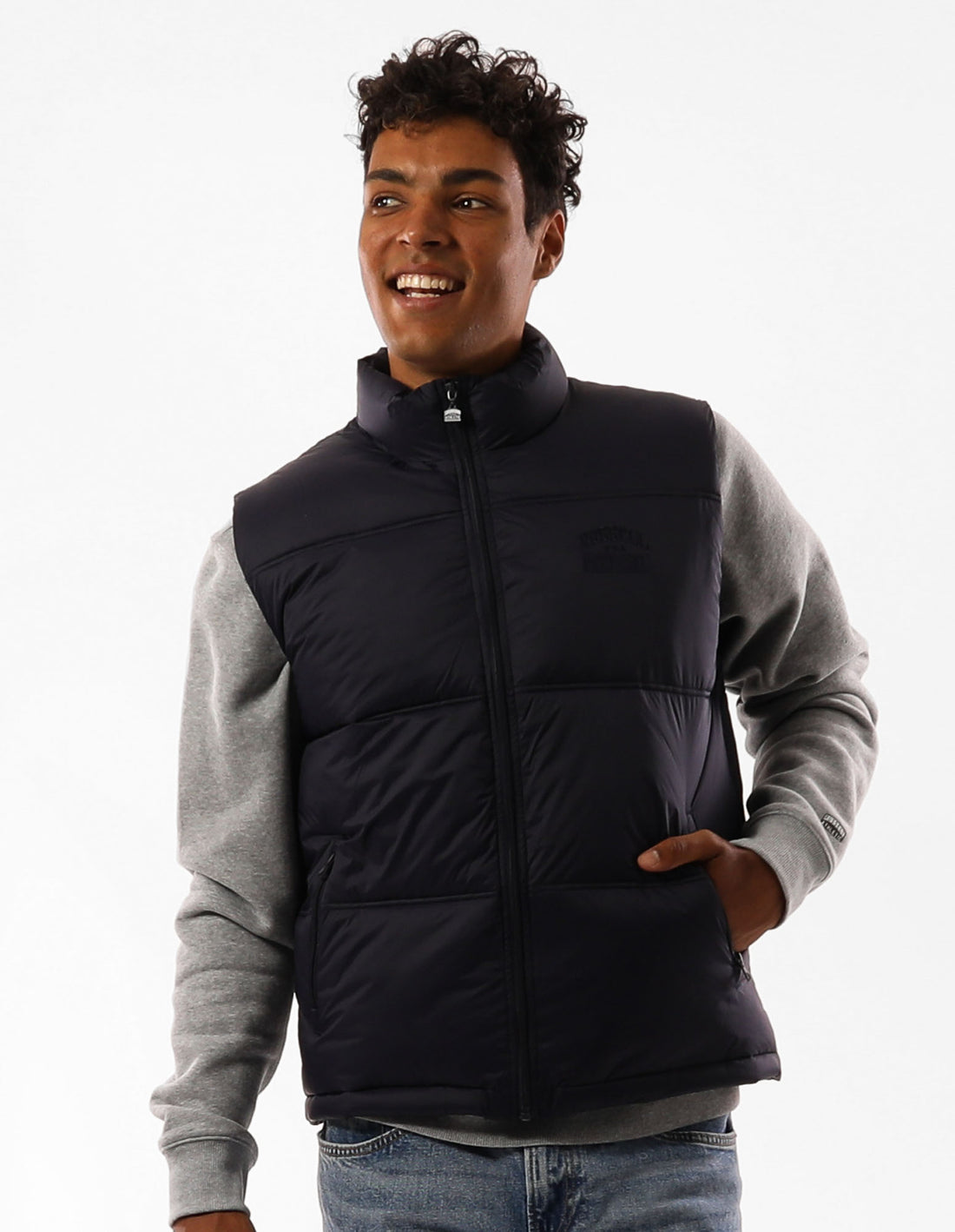 Navy Russell Athletic Kennedy Vest Men Jackets | 74VTLANFZ