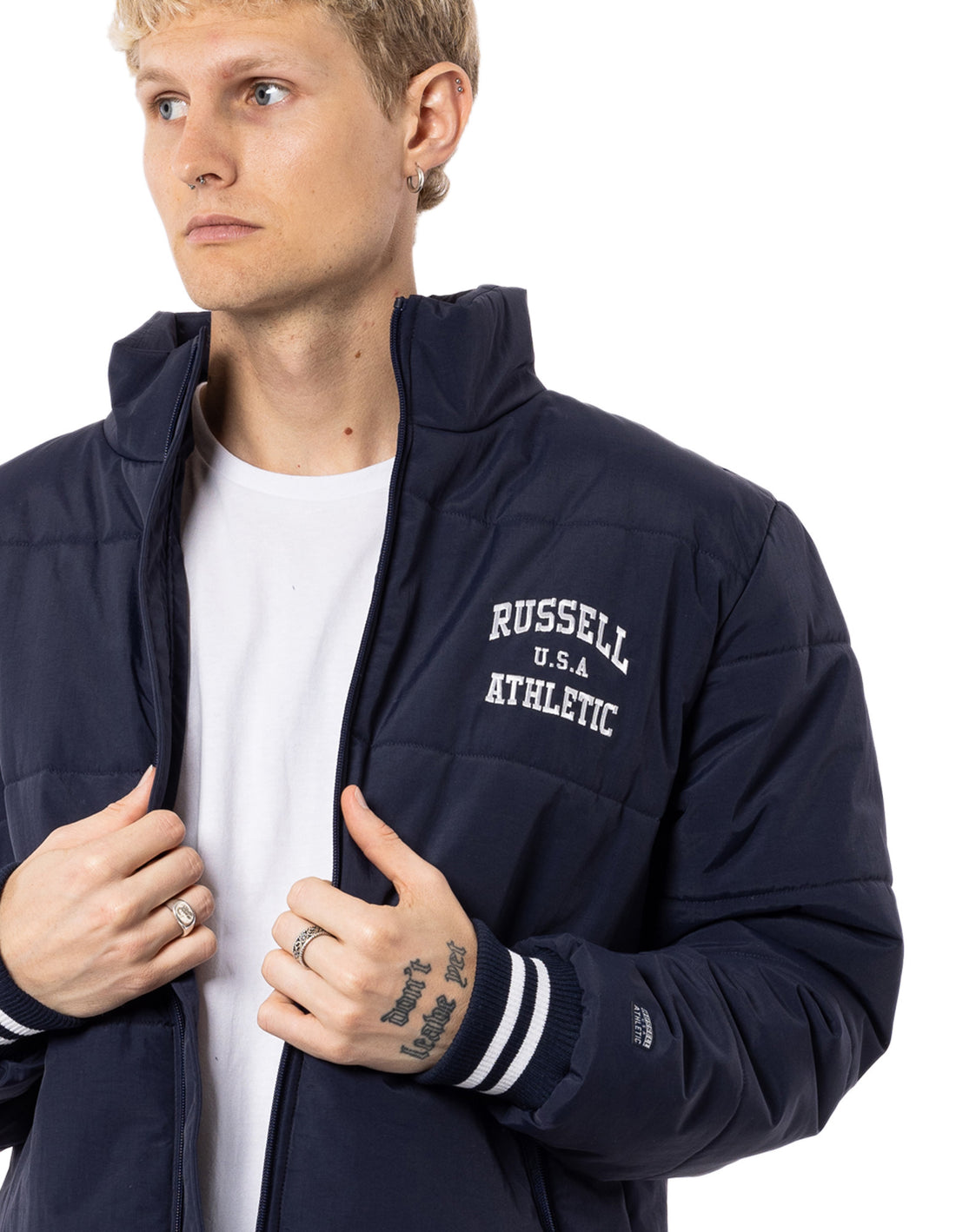 Navy Russell Athletic Klute Men Jackets | 84WQHXVGE