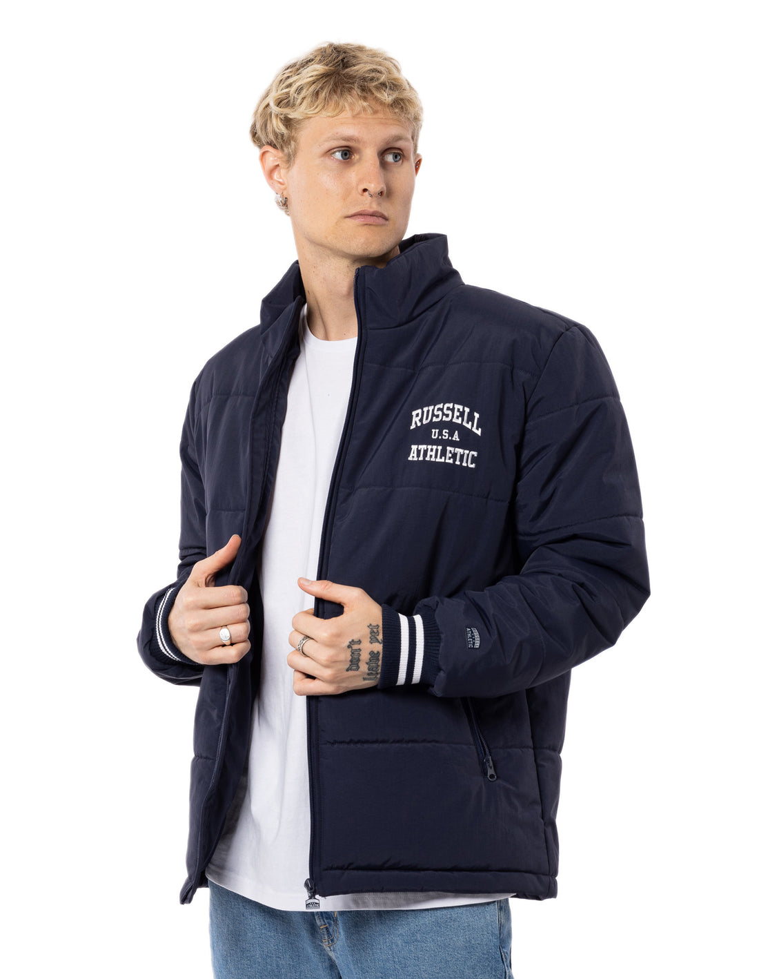 Navy Russell Athletic Klute Men Jackets | 84WQHXVGE