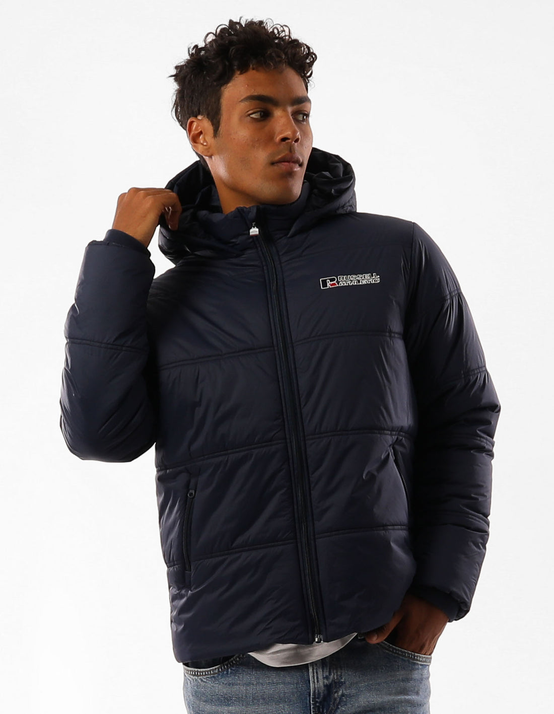 Navy Russell Athletic Lewis Men Jackets | 85AOKSJIF