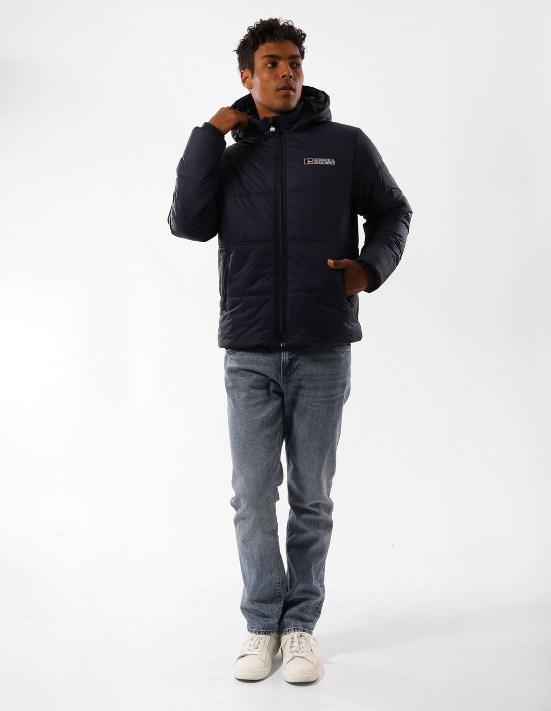 Navy Russell Athletic Lewis Men Jackets | 85AOKSJIF