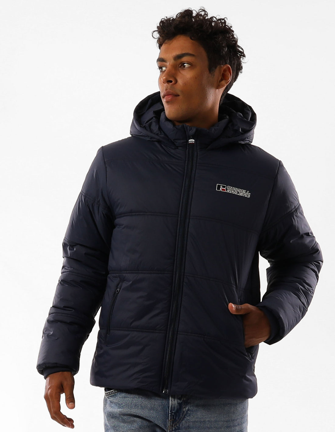 Navy Russell Athletic Lewis Men Jackets | 85AOKSJIF