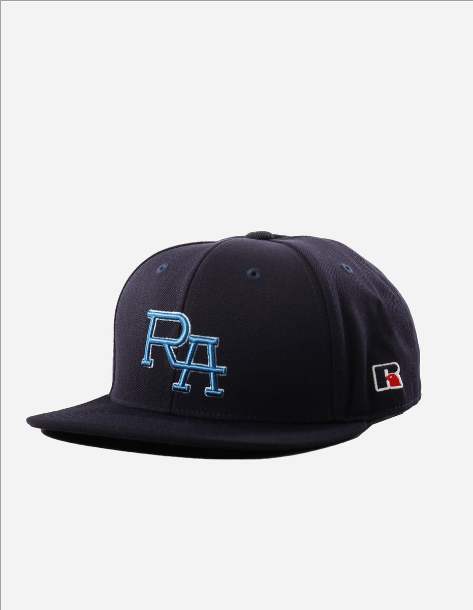 Navy Russell Athletic Monogram Snap Back 3D Embroidered Accessories Caps | 39BWCFTZY