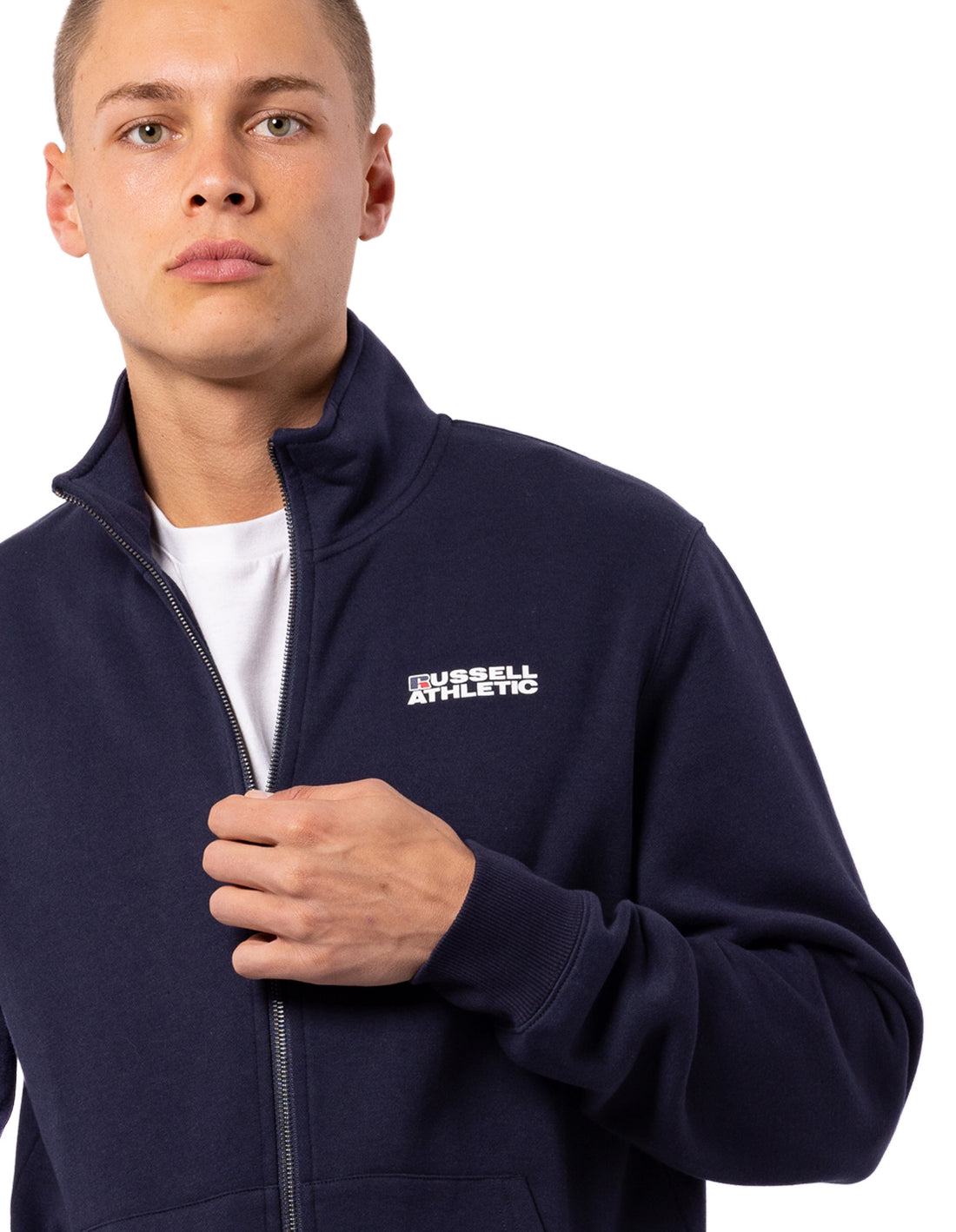 Navy Russell Athletic Originals Trucker Men Jackets | 28ECTHBOG