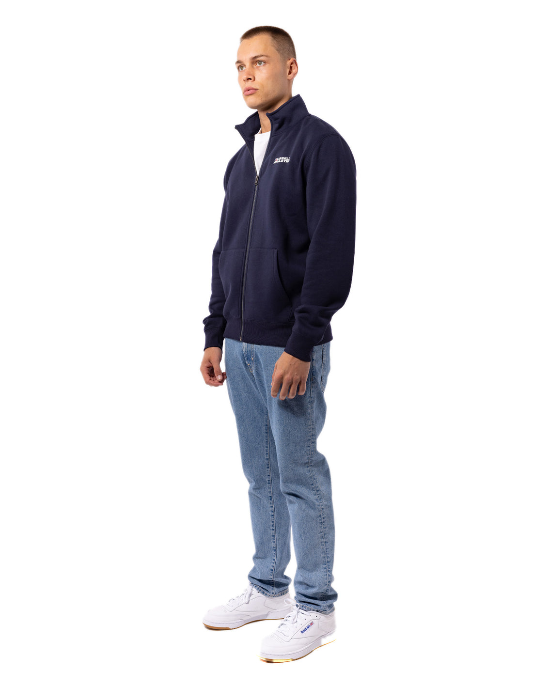 Navy Russell Athletic Originals Trucker Men Jackets | 28ECTHBOG