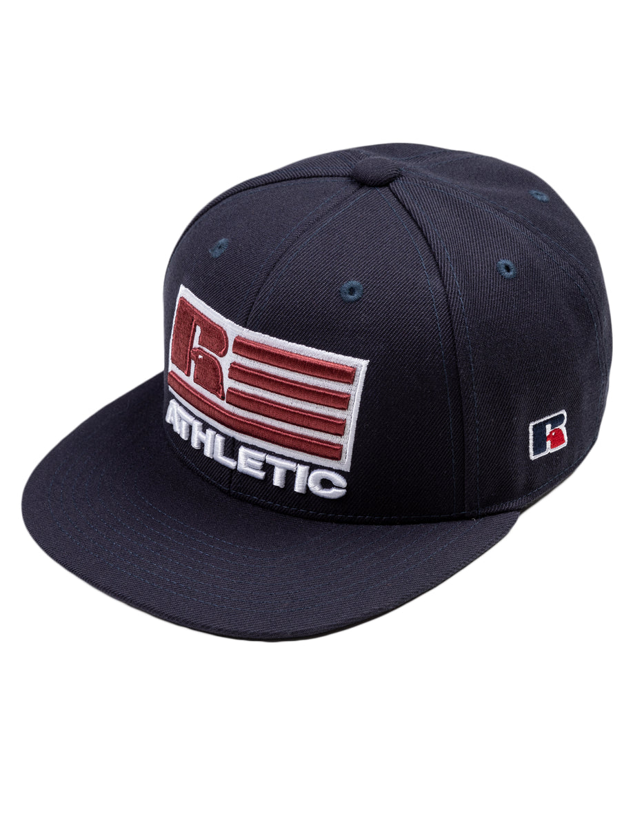 Navy Russell Athletic Patriot Logo Snap Back 3D Embroidered Accessories Caps | 57EZWKNVD