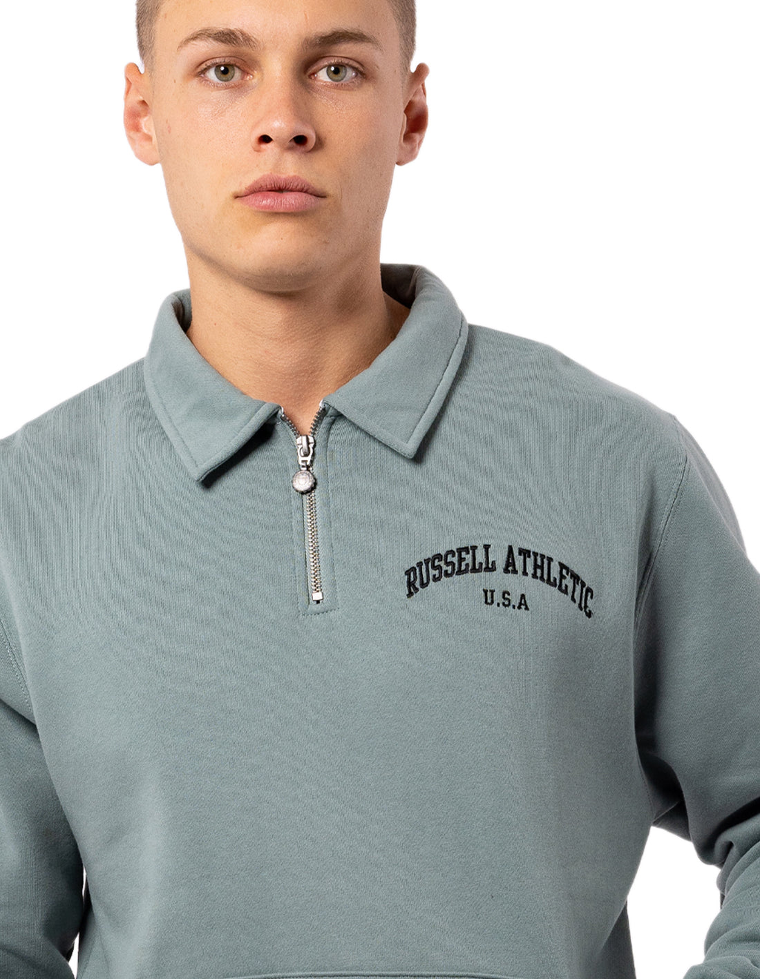 Olive Russell Athletic Big Arch Collar 1/4 Zip Men Top | 13JSCFEAU