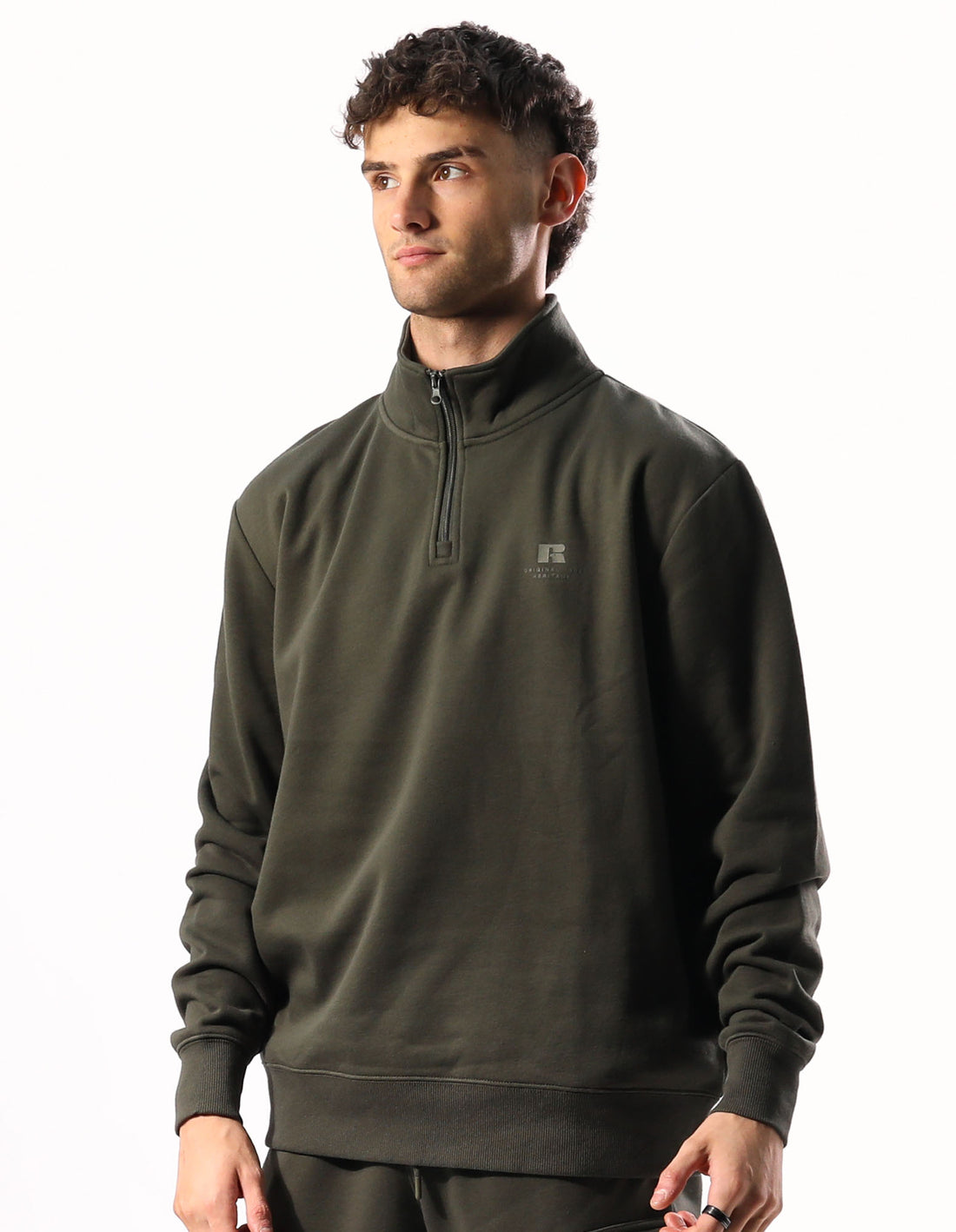 Olive Russell Athletic Brooklyn Quarter Zip Men Top | 54UMSODKL