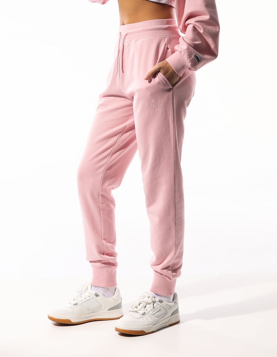 Pink Russell Athletic Inlay Logo Unbrushed Women Track pants | 10GWJATRO