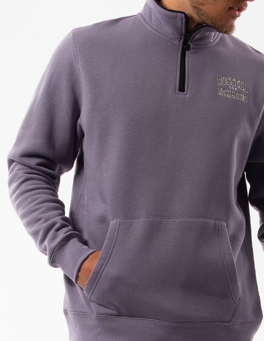 Purple Russell Athletic Arch 1/4 Zip Men Top | 53CJLKREQ