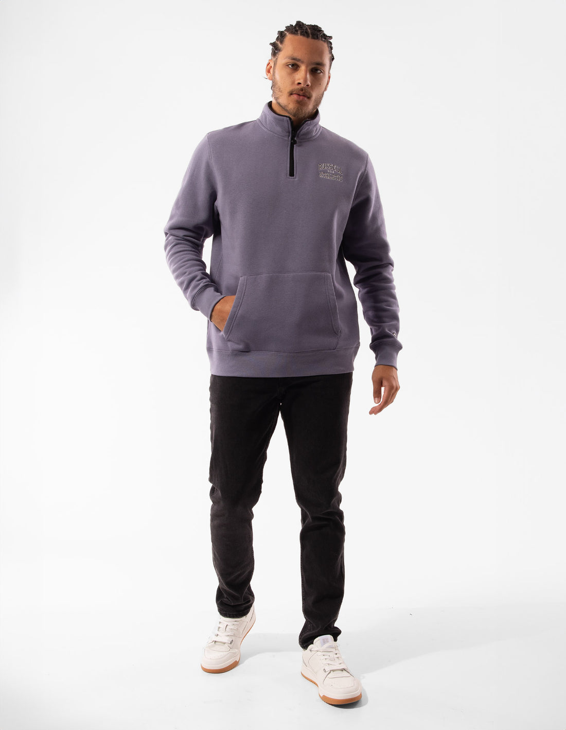 Purple Russell Athletic Arch 1/4 Zip Men Top | 53CJLKREQ