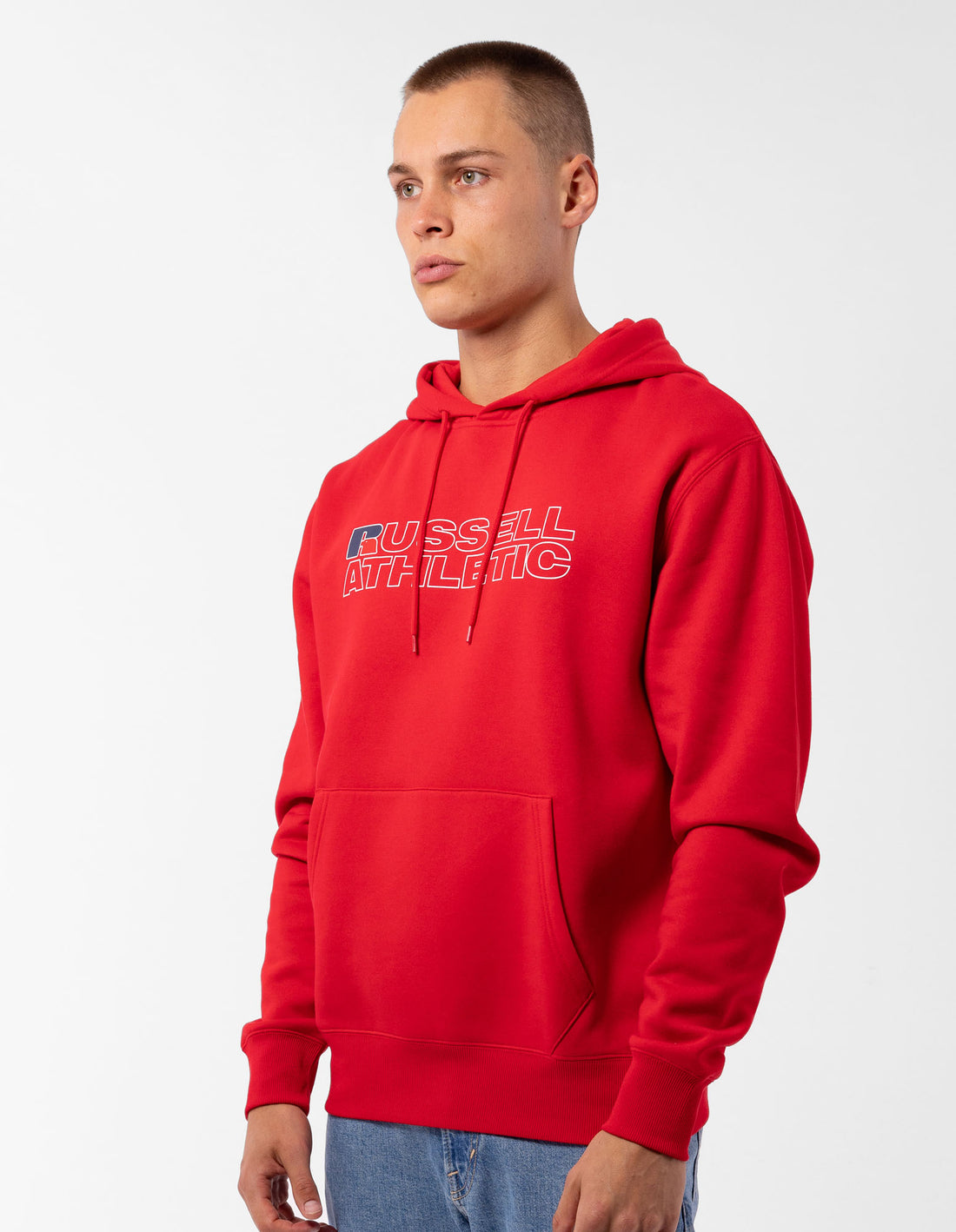 Red Russell Athletic Modern Logo Men Hoodie | 50GQHUDMX