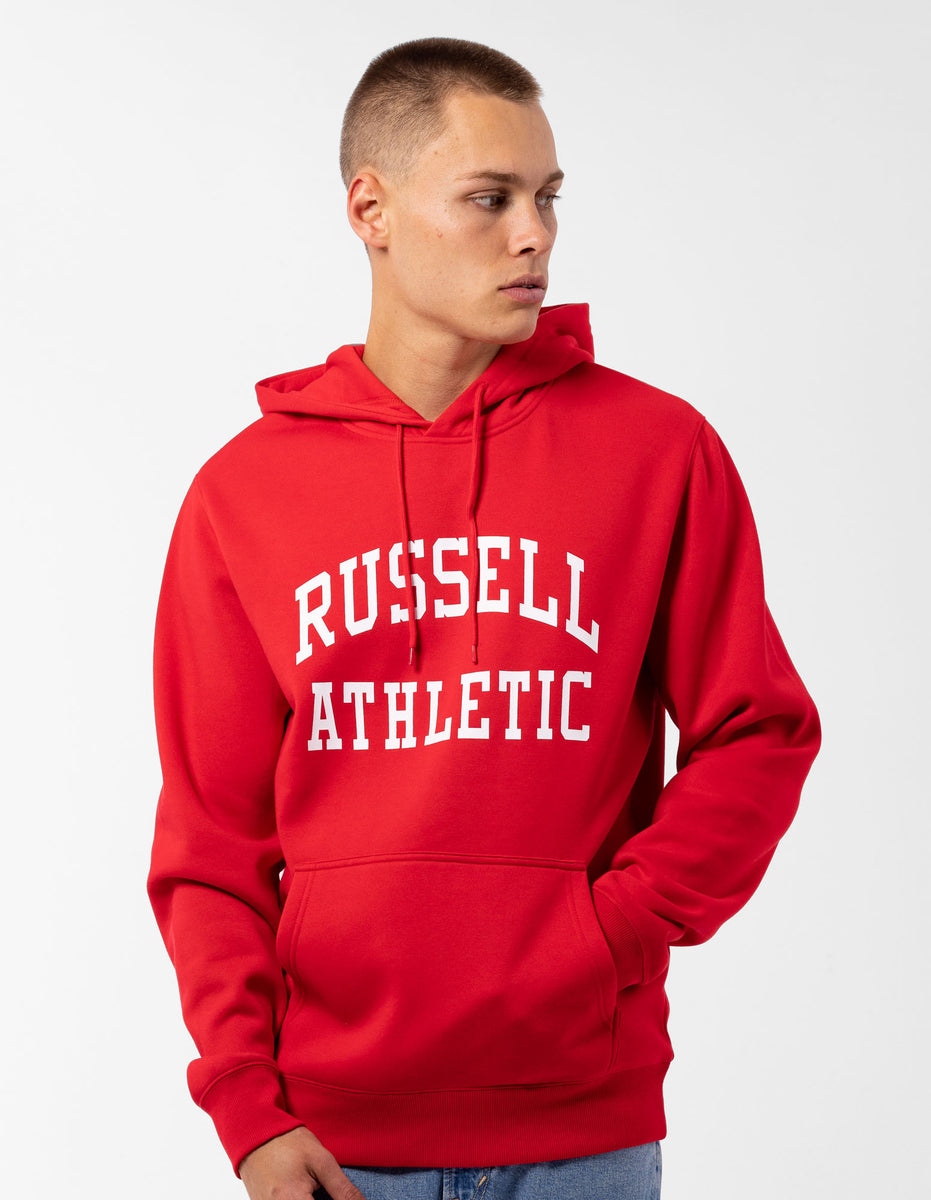 Red Russell Athletic Originals Arch Logo Men Hoodie | 46SKVGXZB