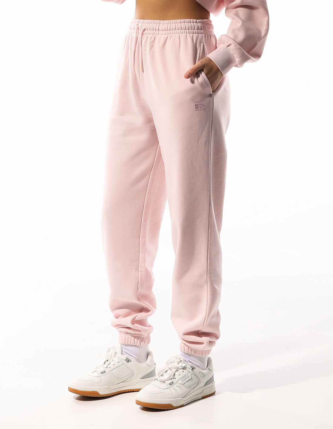 Rose Pink Russell Athletic R Logo Women Track pants | 36MZJFDSR