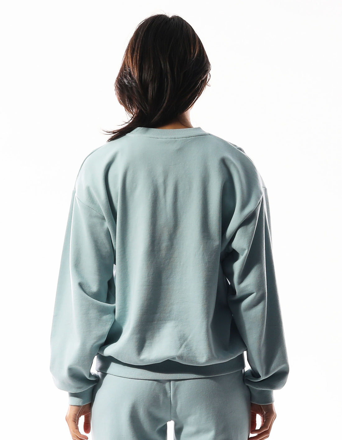 Turquoise Russell Athletic Inlay Logo Unbrushed Women Crew Neck Sweaters | 39EUIJVZW